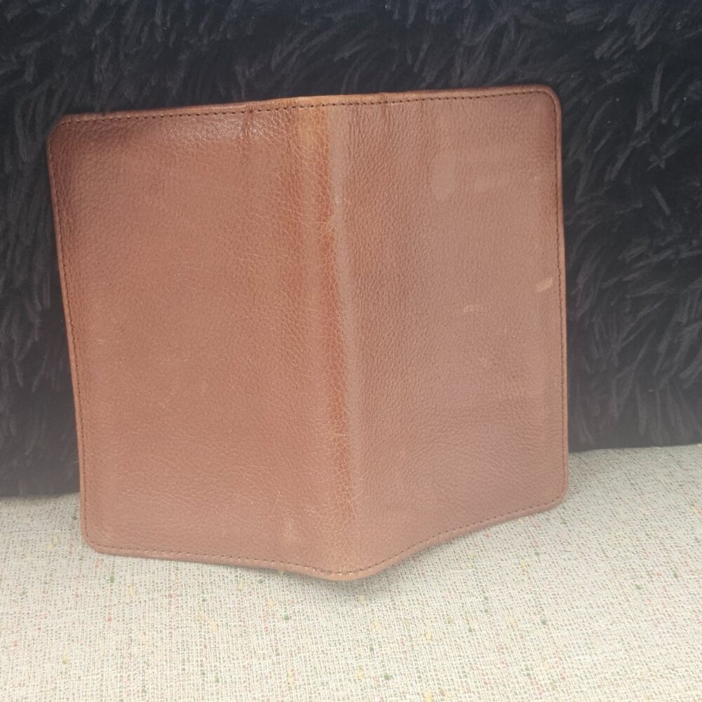 Travel Passport Holder Card Holder Brown Real Genuine Leather Handmade Purse - Picture 9 of 11